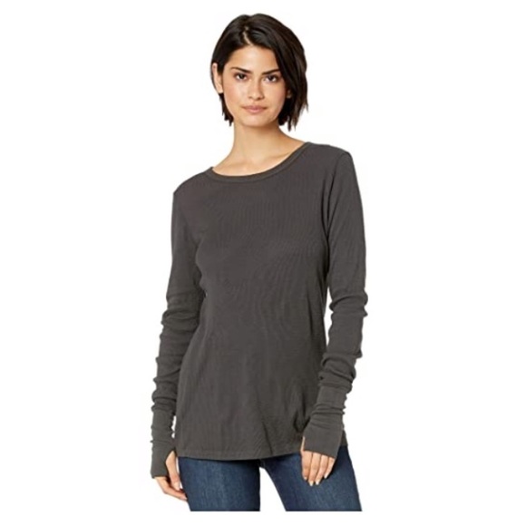 [Michael Stars]Thermal Long Sleeve Raw Edge Shirt - Picture 1 of 5